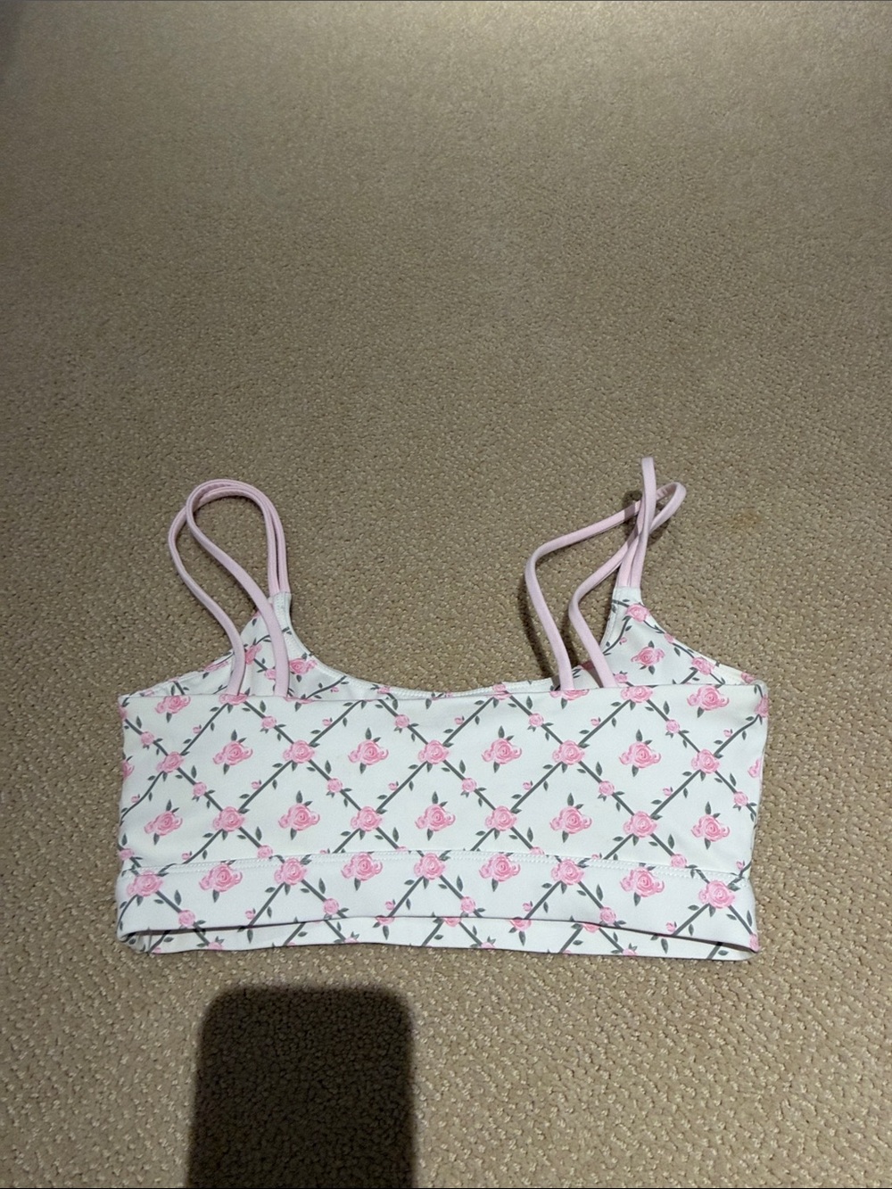 Floral Pink Rose Print Bralette Sports Bra - Women - Picture 3 of 4